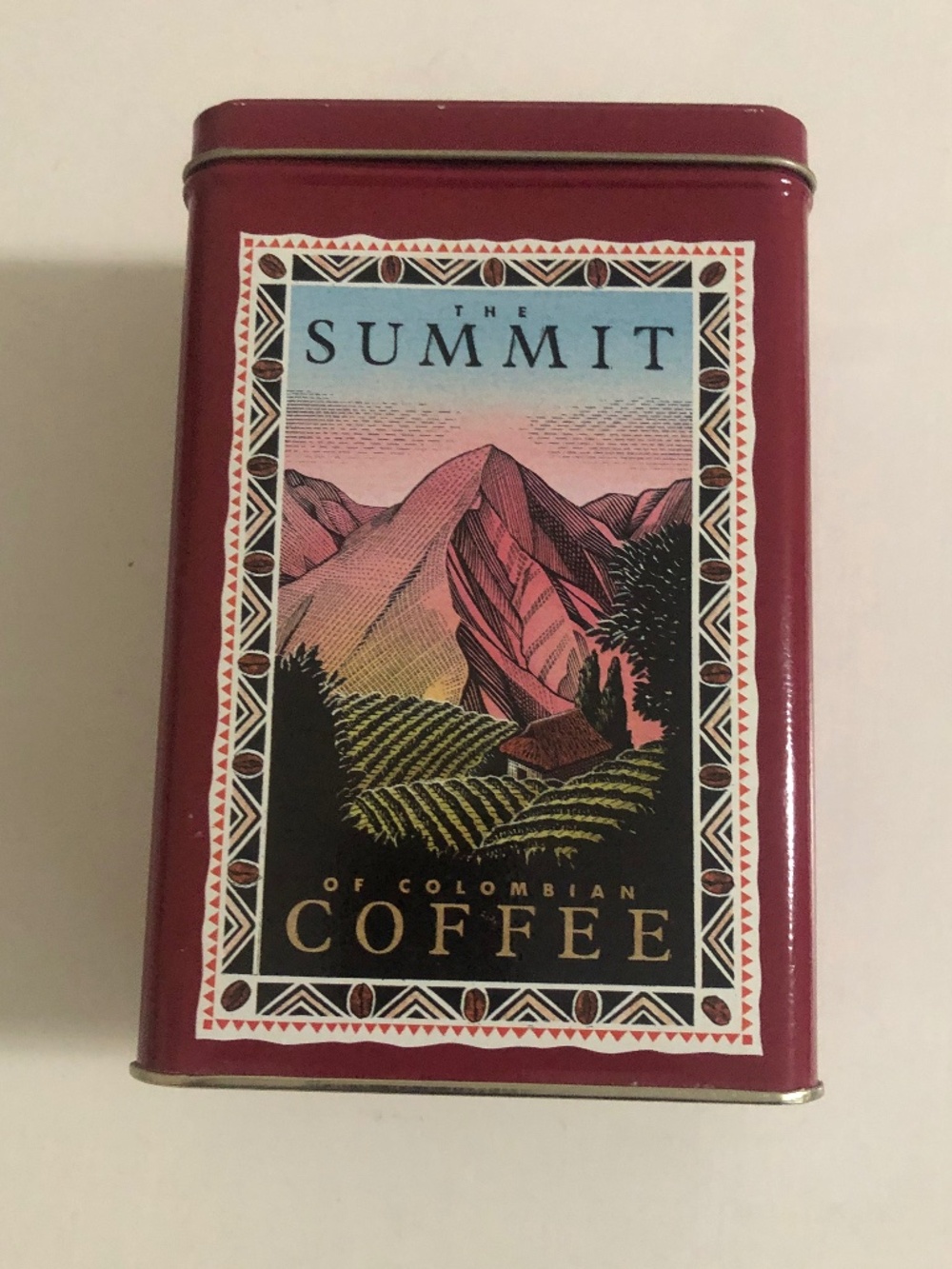 Vintage NABOB Summit Colombian Coffee Tin Red Metal Canister 300g